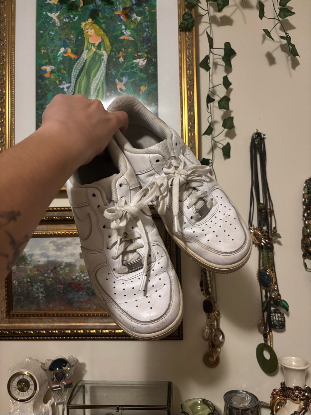 Classic Nike Air Force 1 White Woman’s Leather Sneakers - Casual Everyday Shoes